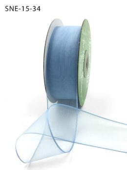 1.5 Inch Soft Sheer Ribbon with Thin Solid Edge - SNE-15-34 Light Blue