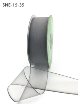 1.5 Inch Soft Sheer Ribbon with Thin Solid Edge - SNE-15-35 Pewter