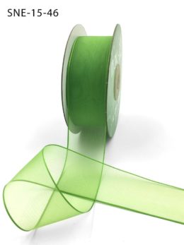 1.5 Inch Soft Sheer Ribbon with Thin Solid Edge - SNE-15-46 Parrot Green