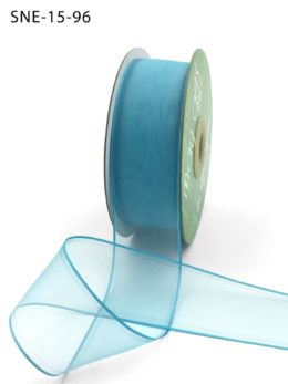 1.5 Inch Soft Sheer Ribbon with Thin Solid Edge - SNE-15-96 Turquoise