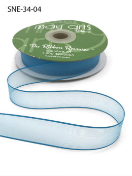 3/4 Inch Soft Sheer Ribbon with Thin Solid Edge - SNE-34-04 Teal