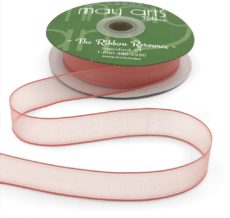 3/4 Inch Soft Sheer Ribbon with Thin Solid Edge - SNE-34-13 Coral