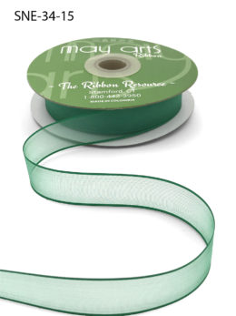 3/4 Inch Soft Sheer Ribbon with Thin Solid Edge - SNE-34-15 Green