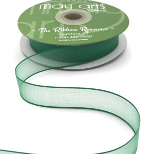 3/4 Inch Soft Sheer Ribbon with Thin Solid Edge - SNE-34-15 Green