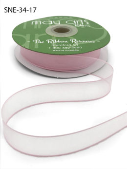 3/4 Inch Soft Sheer Ribbon with Thin Solid Edge - SNE-34-17 Light Pink