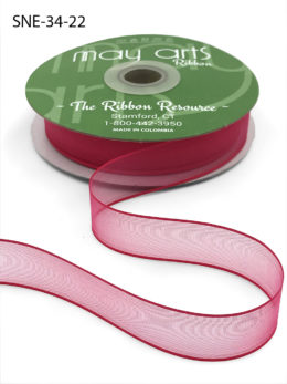 3/4 Inch Soft Sheer Ribbon with Thin Solid Edge - SNE-34-22 Fuchsia Pink