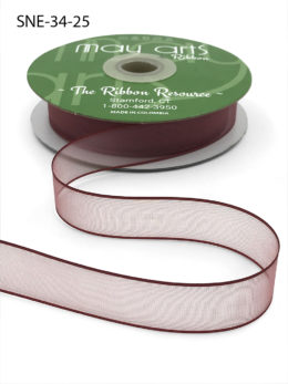 3/4 Inch Soft Sheer Ribbon with Thin Solid Edge - SNE-34-25 Burgundy