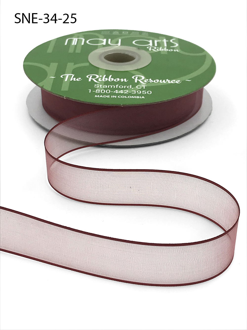 Homeford Satin-Edge Sheer Organza Ribbon, 3/8-Inch, 25-yard, Toffee