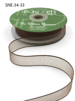 3/4 Inch Soft Sheer Ribbon with Thin Solid Edge - SNE-34-33 Brown