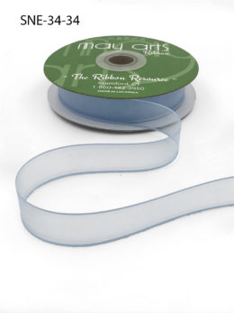 3/4 Inch Soft Sheer Ribbon with Thin Solid Edge - SNE-34-34 Light Blue
