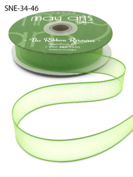 3/4 Inch Soft Sheer Ribbon with Thin Solid Edge - SNE-34-46 Neon Green