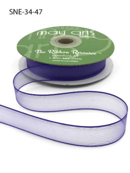 3/4 Inch Soft Sheer Ribbon with Thin Solid Edge - SNE-34-47 Purple