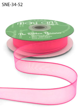 3/4 Inch Soft Sheer Ribbon with Thin Solid Edge - SNE-34-52 Fuchsia