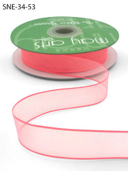 3/4 Inch Soft Sheer Ribbon with Thin Solid Edge - SNE-34-53 Light Fuchsia