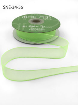 3/4 Inch Soft Sheer Ribbon with Thin Solid Edge - SNE-34-56 Parrot Green