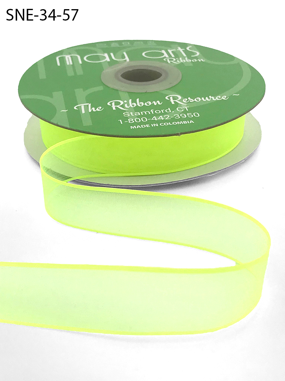 May Arts 1/4-Inch Wide Ribbon, Green Sheer