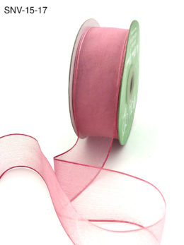 1.5 Inch Soft Variegated (multi-color) Sheer Ribbon with Thin Solid Edge - SNV-15-17 Light Pink/Mauve