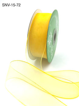 1.5 Inch Soft Variegated (multi-color) Sheer Ribbon with Thin Solid Edge - SNV-15-72 Lemon/Yellow