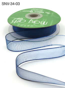 3/4 Inch Soft Variegated (multi-color) Sheer Ribbon with Thin Solid Edge - SNV-34-03 Light Blue/Blue