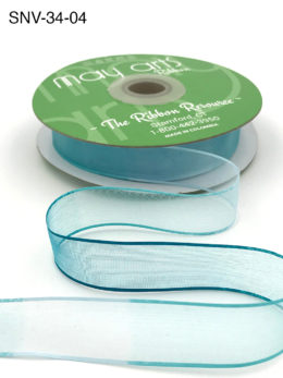 3/4 Inch Soft Variegated (multi-color) Sheer Ribbon with Thin Solid Edge - SNV-34-04 Ice/Teal