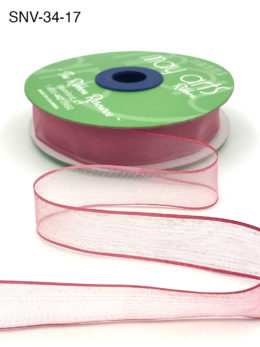 3/4 Inch Soft Variegated (multi-color) Sheer Ribbon with Thin Solid Edge - SNV-34-17 Light Pink/Mauve