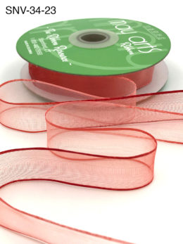 3/4 Inch Soft Variegated (multi-color) Sheer Ribbon with Thin Solid Edge - SNV-34-23 Watermelon/Rouge