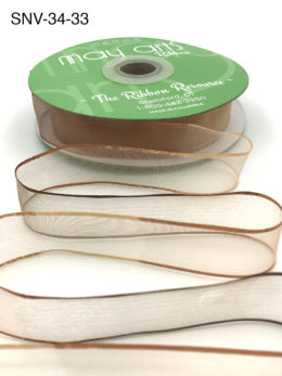 3/4 Inch Soft Variegated (multi-color) Sheer Ribbon with Thin Solid Edge - SNV-34-33 Tan/Brown
