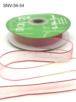 3/4 Inch Soft Variegated (multi-color) Sheer Ribbon with Thin Solid Edge - SNV-34-54 Red/Pink/Ivory