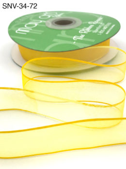 3/4 Inch Soft Variegated (multi-color) Sheer Ribbon with Thin Solid Edge - SNV-34-72 Lemon/Yellow