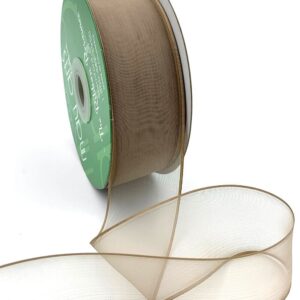 1.5 Inch Soft Sheer Ribbon with Thin Solid Edge - SNE-15-08 TAUPE