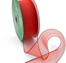 1.5 Inch Soft Sheer Ribbon with Thin Solid Edge - SNE-15-14 RED