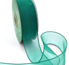 1.5 Inch Soft Sheer Ribbon with Thin Solid Edge - SNE-15-15 GREEN