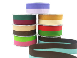 1.5 Inch Two-Band Two-Color Grosgrain Ribbon with Woven Edge