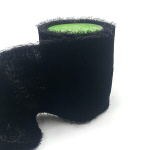 ~2 Inch Silk Velvet Ribbon With Frayed Edge - SKVF-2-10N BLACK