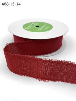 Red Frayed Edge Linen Cotton Ribbon