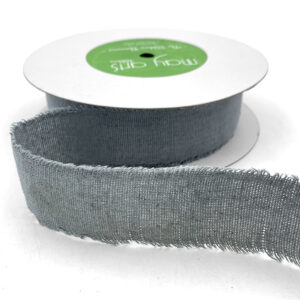 Gray Frayed Edge Linen Cotton Ribbon