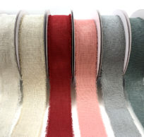 1.5" Frayed Edge Linen Cotton Ribbons