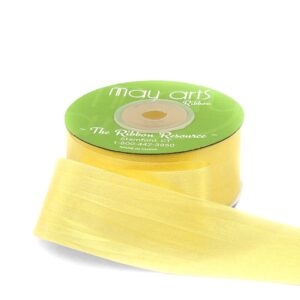 1.25 Inch 100% Hand-Dyed Silk Ribbon with Woven Edge - SK-5-27 - YELLOW