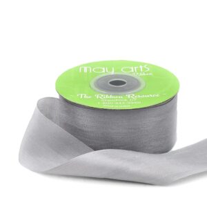 1.25 Inch 100% Hand-Dyed Silk Ribbon with Woven Edge - SK-5-31 - GREY