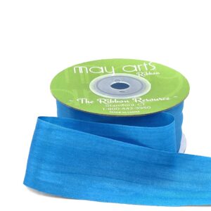 1.25 Inch 100% Hand-Dyed Silk Ribbon with Woven Edge - SK-5-53 ATOMIC BLUE
