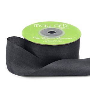 1.25 Inch 100% Hand-Dyed Silk Ribbon with Woven Edge - SK-5-95 CHARCOAL