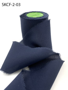 Navy Blue Frayed Edge Silk Chiffon Ribbon