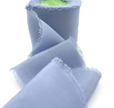 Dusty Blue Frayed Edge Silk Chiffon Ribbon