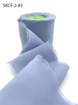 Dusty Blue Frayed Edge Silk Chiffon Ribbon