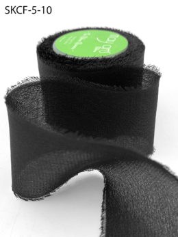 Black Frayed Edge Silk Chiffon Ribbon