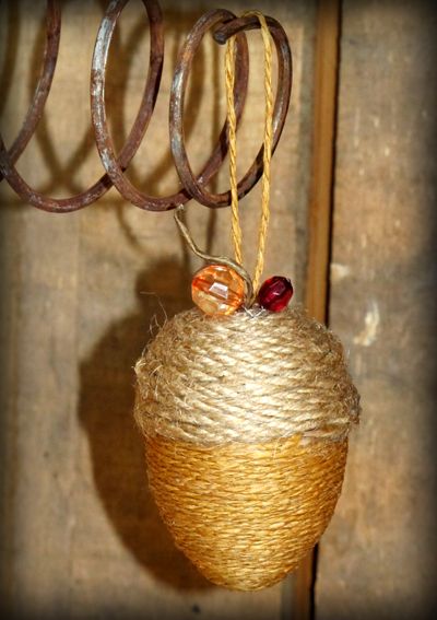 Thanksgiving Acorn Burlap String Ornament