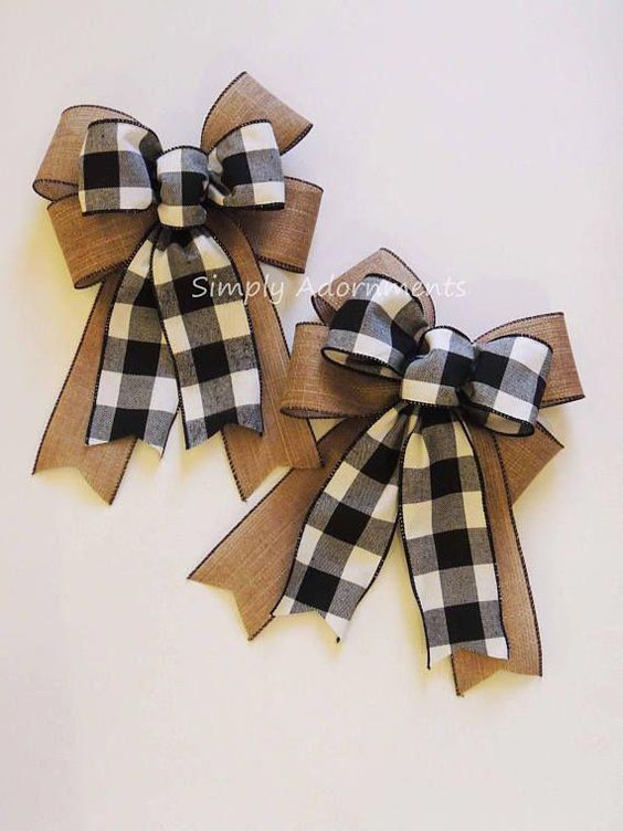 Buffalo Plaid Ribbon Bow Decor Idea