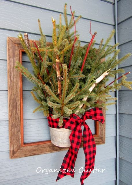 Buffalo Plaid Ribbon Wreath Decor Idea