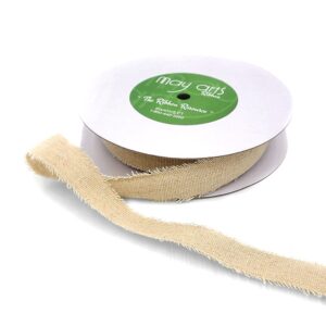 1 Inch Frayed Edge Cotton Ribbon - 468-1-02 NATURAL FRAYED COTTON BLEND RIBBON