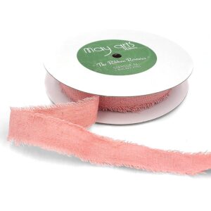 1 Inch Frayed Edge Cotton Ribbon - 468-1-17 DUSTY PINK COTTON BLEND RIBBON